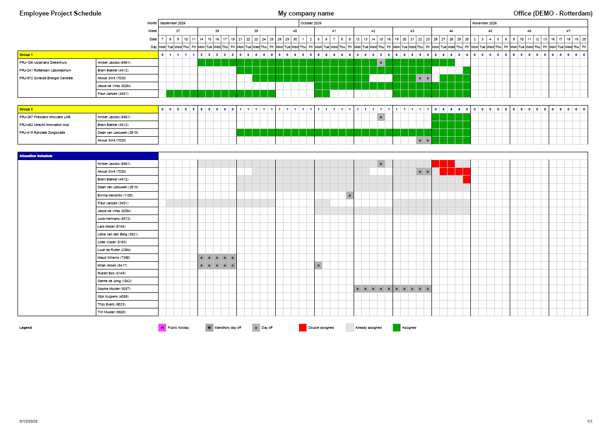 Employee Project Schedule Management
